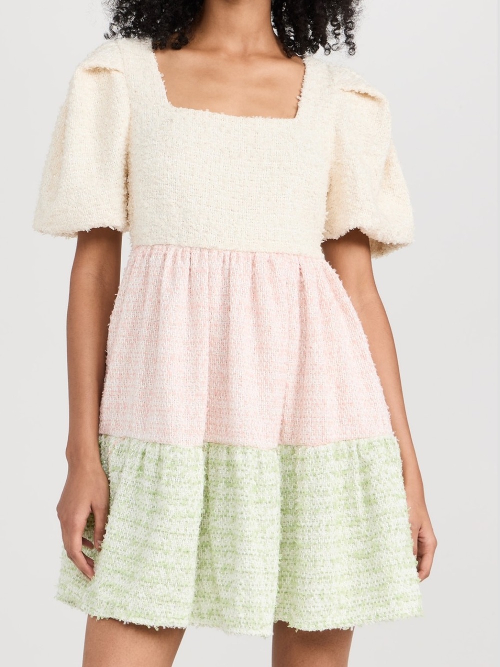 English Factory Colorblock Tweed Mini Dress